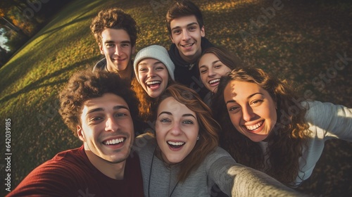 Aerial Selfie: Friends' Joyful Gathering Captured From Above