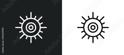 shining sun with rays icon isolated in white and black colors. shining sun with rays outline vector icon from nature collection for web, mobile apps and ui.