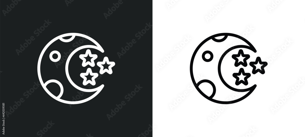 half moon and star icon isolated in white and black colors. half moon and star outline vector icon from shapes collection for web, mobile apps ui. half moon and star icon isolated in white and black colors. half moon and star outline vector icon from shapes collection for web, mobile apps ui.