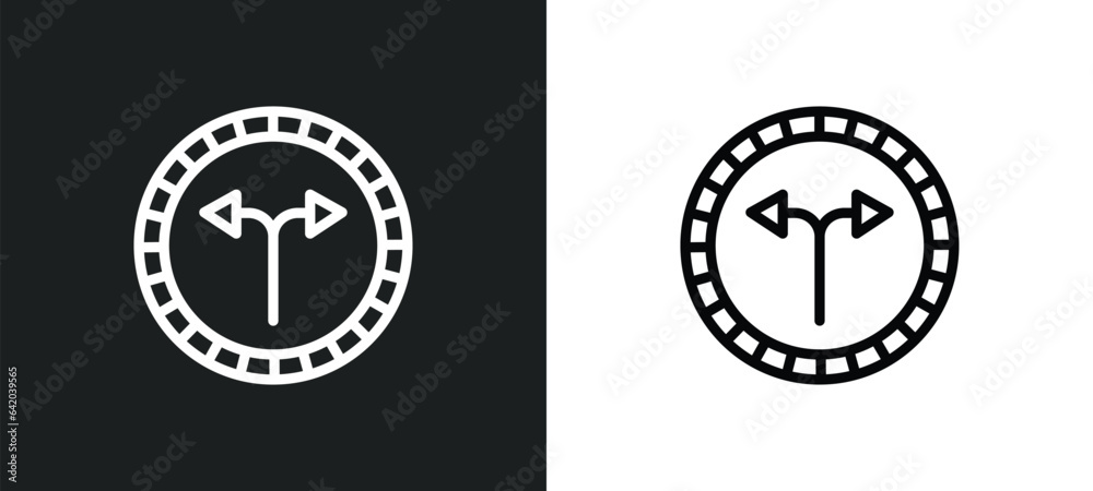 Obraz premium junction icon isolated in white and black colors. junction outline vector icon from signs collection for web, mobile apps and ui.