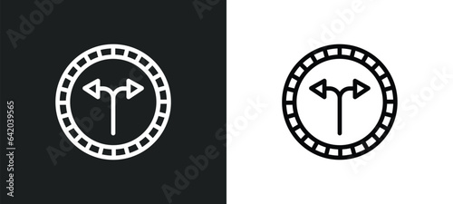 junction icon isolated in white and black colors. junction outline vector icon from signs collection for web, mobile apps and ui.