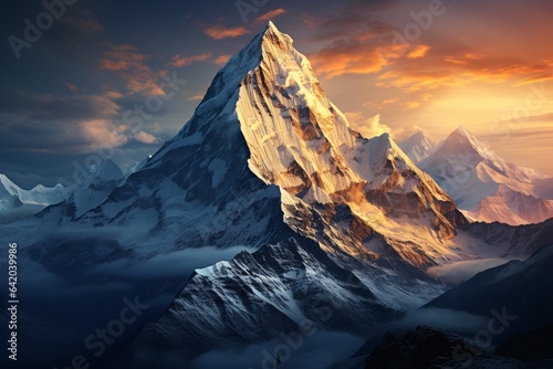 Mountains in Himalayas at sunset, Beautiful mountain landscape at sunset. Panorama of the mountains. © vachom