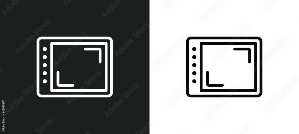 horizontal tablet icon isolated in white and black colors. horizontal tablet outline vector icon from technology collection for web, mobile apps and ui.