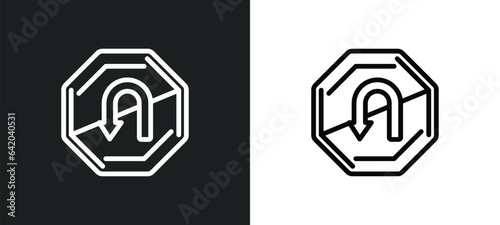no turn icon isolated in white and black colors. no turn outline vector icon from traffic signs collection for web, mobile apps and ui.