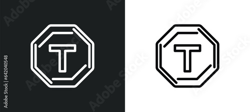 t junction icon isolated in white and black colors. t junction outline vector icon from traffic signs collection for web, mobile apps and ui.