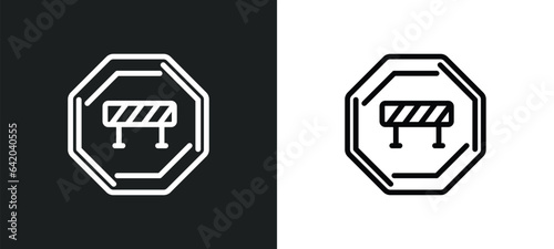 barrier icon isolated in white and black colors. barrier outline vector icon from traffic signs collection for web, mobile apps and ui.