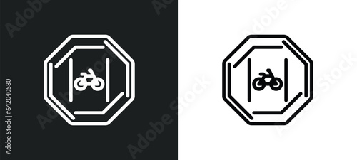 cycle lane icon isolated in white and black colors. cycle lane outline vector icon from traffic signs collection for web, mobile apps and ui.