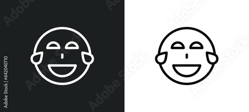 laughing smile icon isolated in white and black colors. laughing smile outline vector icon from user collection for web, mobile apps and ui.