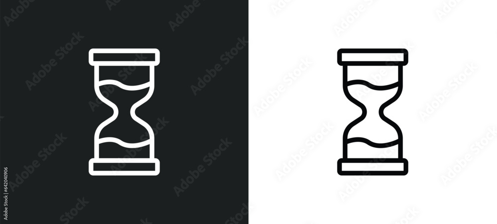 sand clock icon isolated in white and black colors. sand clock outline vector icon from web navigation collection for web, mobile apps and ui. sand clock icon isolated in white and black colors. sand clock outline vector icon from web navigation collection for web, mobile apps and ui.