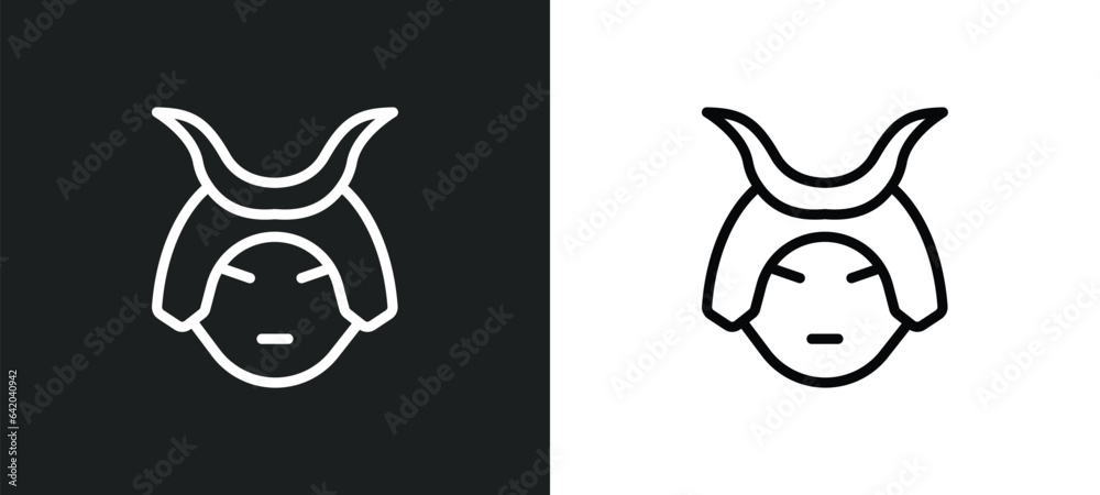 samurai icon isolated in white and black colors. samurai outline vector icon from weapons collection for web, mobile apps and ui.