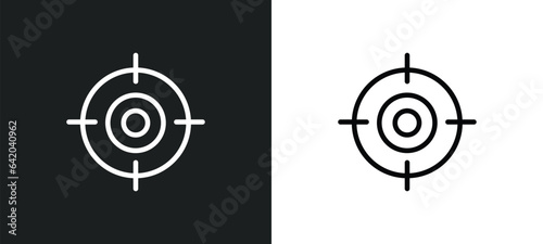 shooting target icon isolated in white and black colors. shooting target outline vector icon from weapons collection for web, mobile apps and ui.