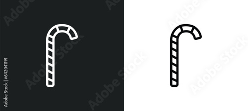 candy cane icon isolated in white and black colors. candy cane outline vector icon from winter collection for web, mobile apps and ui.