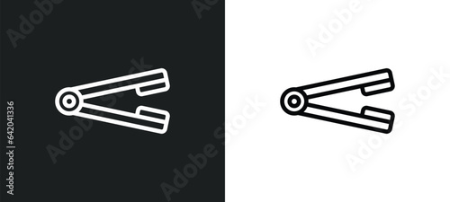 hair iron? icon isolated in white and black colors. hair iron? outline vector icon from woman clothing collection for web, mobile apps and ui.