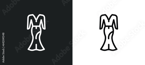 long sleeve flowy dress? icon isolated in white and black colors. long sleeve flowy dress? outline vector icon from woman clothing collection for web, mobile apps and ui.