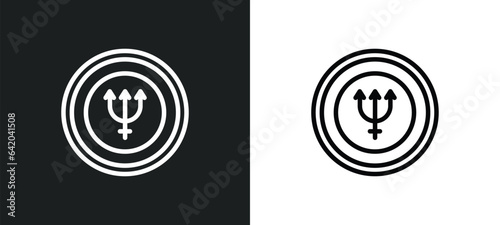 neptune icon isolated in white and black colors. neptune outline vector icon from zodiac collection for web, mobile apps and ui.