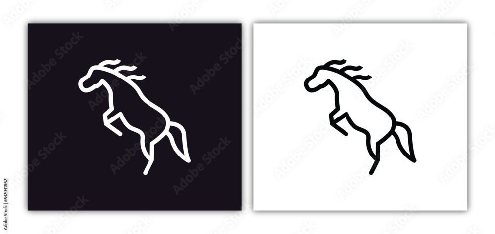 wild horse icon isolated in white and black colors. wild horse outline vector icon from animals collection for web, mobile apps and ui.