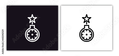 time bomb with clock icon isolated in white and black colors. time bomb with clock outline vector icon from army and war collection for web, mobile apps and ui.