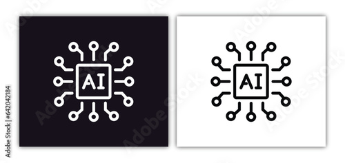ai grid icon isolated in white and black colors. ai grid outline vector icon from artificial intellegence collection for web, mobile apps and ui.