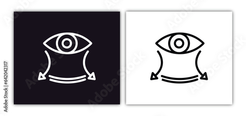 field of view icon isolated in white and black colors. field of view outline vector icon from artificial intellegence collection for web, mobile apps and ui.
