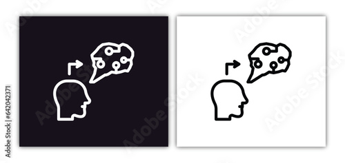 mind transfer icon isolated in white and black colors. mind transfer outline vector icon from artificial intellegence collection for web, mobile apps and ui.