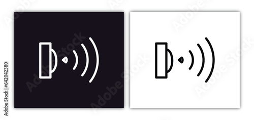 motion sensor icon isolated in white and black colors. motion sensor outline vector icon from artificial intellegence collection for web, mobile apps and ui.