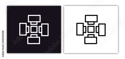 nano sensor icon isolated in white and black colors. nano sensor outline vector icon from artificial intellegence collection for web, mobile apps and ui.