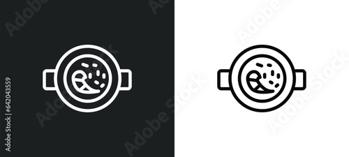 paella with parwns icon isolated in white and black colors. paella with parwns outline vector icon from bistro and restaurant collection for web, mobile apps and ui.