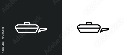 frying pan without a cover icon isolated in white and black colors. frying pan without a cover outline vector icon from bistro and restaurant collection for web, mobile apps and ui.