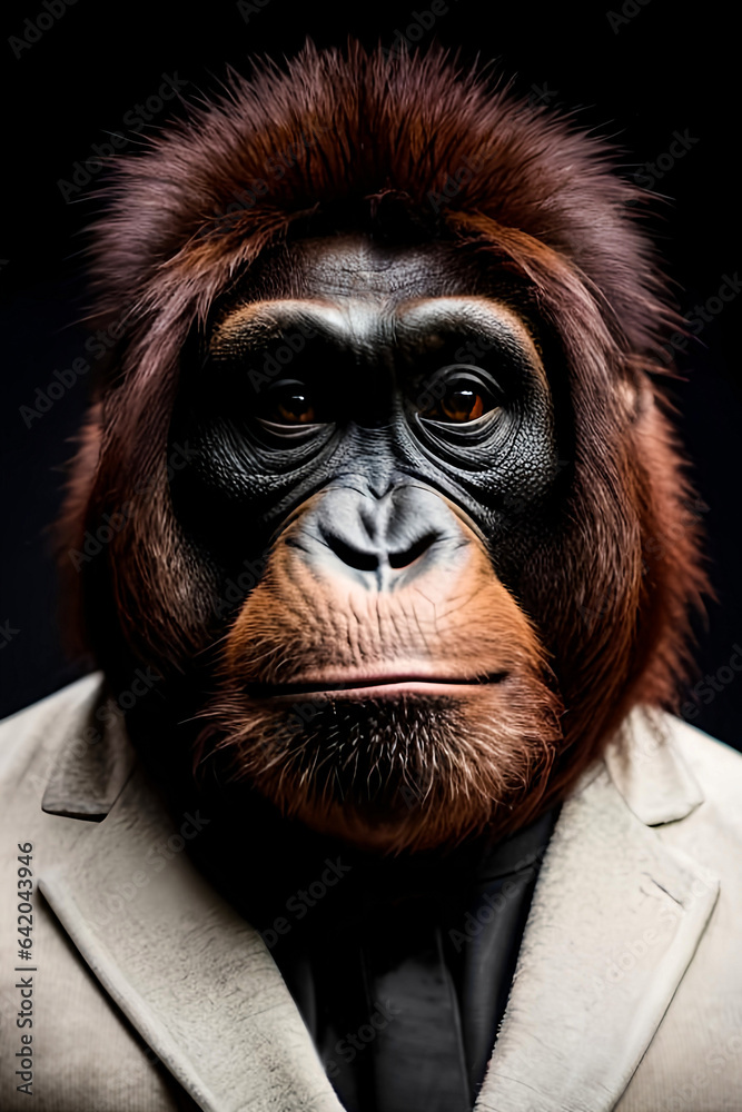 Gorilla mammal animal face , wildlife monkey big black strong. Generative ai