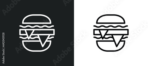 basic burger icon isolated in white and black colors. basic burger outline vector icon from business collection for web, mobile apps and ui.