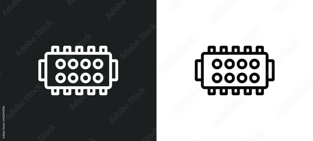 car cylinder head icon isolated in white and black colors. car cylinder head outline vector icon from car parts collection for web, mobile apps and ui.