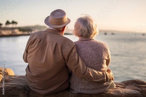 romantic elderly couple smiling happy