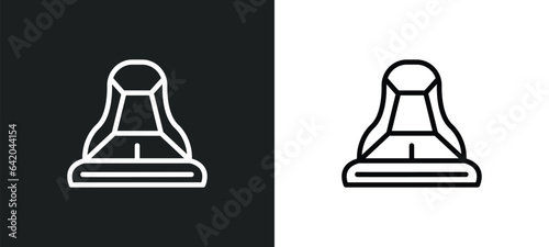 car bucket seat icon isolated in white and black colors. car bucket seat outline vector icon from car parts collection for web, mobile apps and ui.