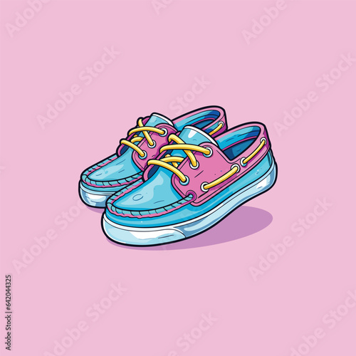 boat shoes sticker. kawaii vector illustration photo