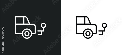 car towbar icon isolated in white and black colors. car towbar outline vector icon from car parts collection for web, mobile apps and ui.