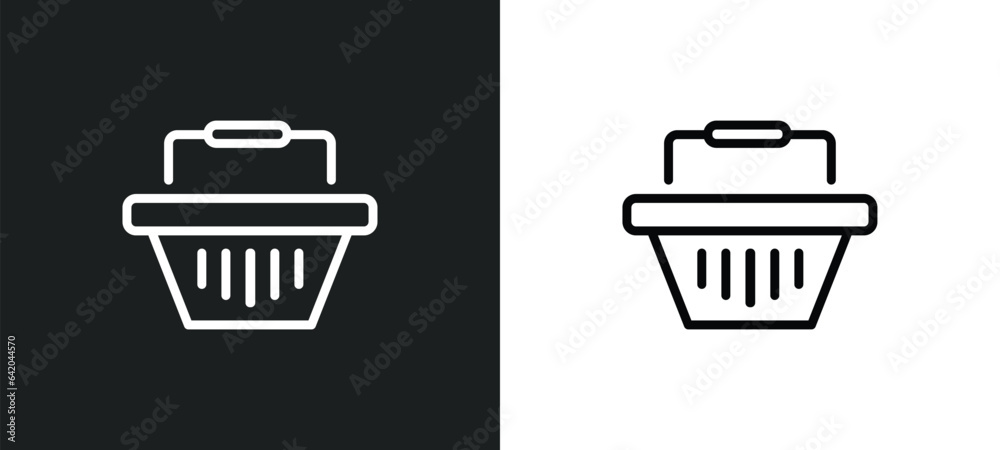 supermarket basket icon isolated in white and black colors. supermarket basket outline vector icon from commerce collection for web, mobile apps and ui. supermarket basket icon isolated in white and black colors. supermarket basket outline vector icon from commerce collection for web, mobile apps and ui.