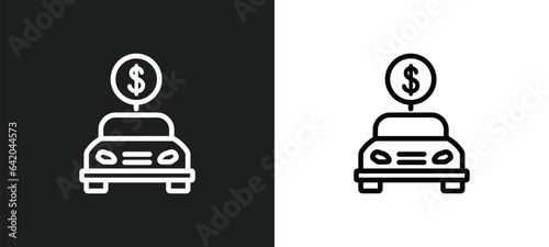 buy a car icon isolated in white and black colors. buy a car outline vector icon from commerce collection for web, mobile apps and ui.