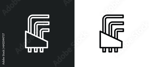 allen keys icon isolated in white and black colors. allen keys outline vector icon from construction and tools collection for web, mobile apps and ui.