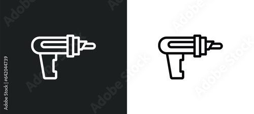caulk gun icon isolated in white and black colors. caulk gun outline vector icon from construction and tools collection for web, mobile apps and ui.
