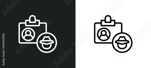 identity theft icon isolated in white and black colors. identity theft outline vector icon from cyber collection for web, mobile apps and ui.