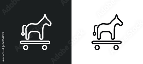 trojan icon isolated in white and black colors. trojan outline vector icon from cyber collection for web, mobile apps and ui.