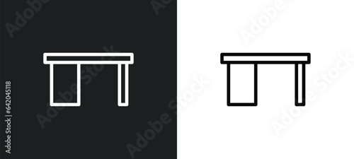 teacher desk icon isolated in white and black colors. teacher desk outline vector icon from e learning and education collection for web, mobile apps and ui.