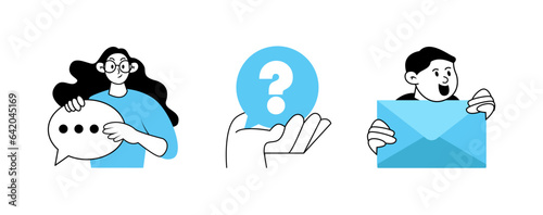 Young customer service support, social media communication