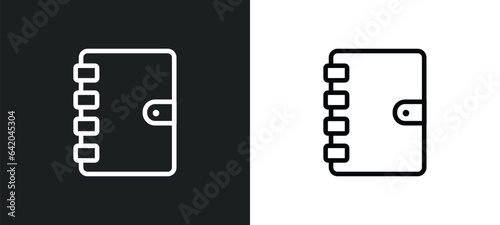 notebook with bookmark icon isolated in white and black colors. notebook with bookmark outline vector icon from education collection for web, mobile apps and ui.