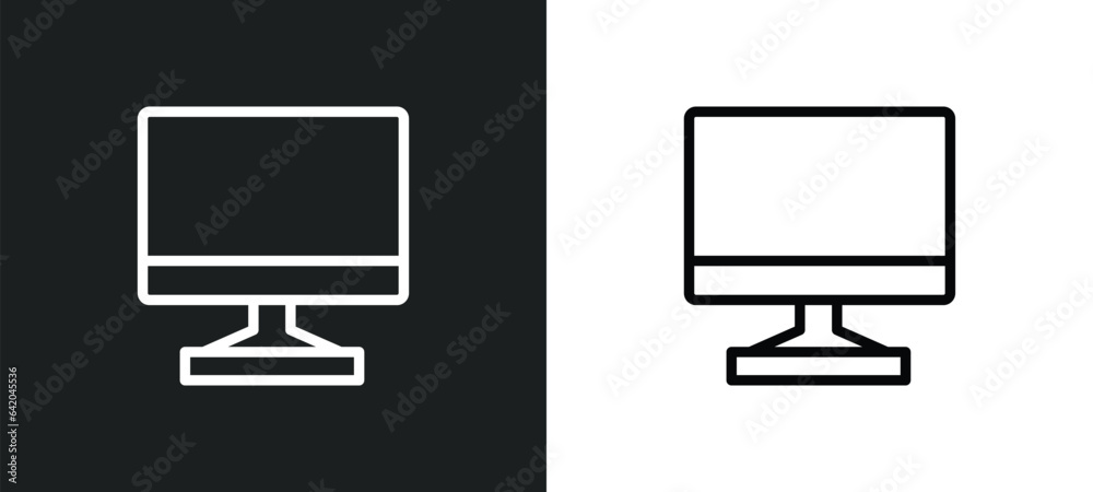 desktop computer icon isolated in white and black colors. desktop computer outline vector icon from education collection for web, mobile apps and ui.