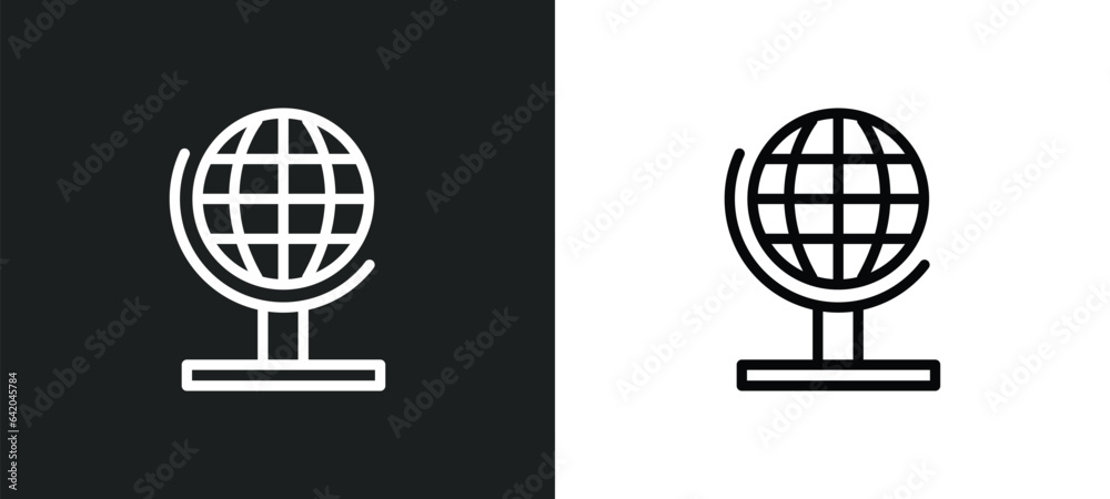 school globe icon isolated in white and black colors. school globe outline vector icon from education collection for web, mobile apps and ui.