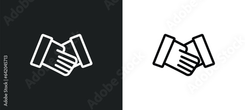 shake hands icon isolated in white and black colors. shake hands outline vector icon from education collection for web, mobile apps and ui.