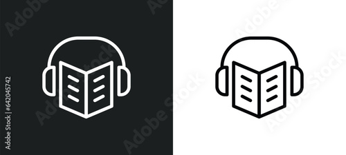 audiobook icon isolated in white and black colors. audiobook outline vector icon from education collection for web, mobile apps and ui.