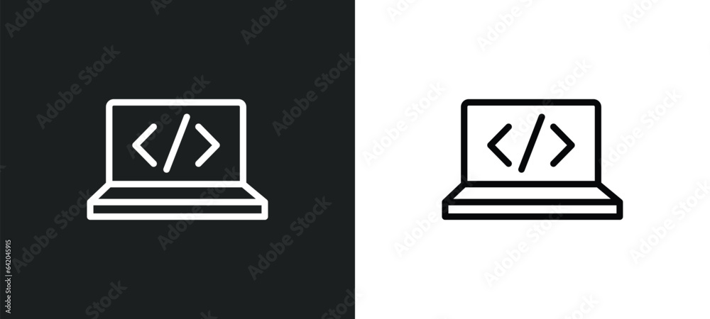 webcode icon isolated in white and black colors. webcode outline vector icon from marketing collection for web, mobile apps and ui. webcode icon isolated in white and black colors. webcode outline vector icon from marketing collection for web, mobile apps and ui.