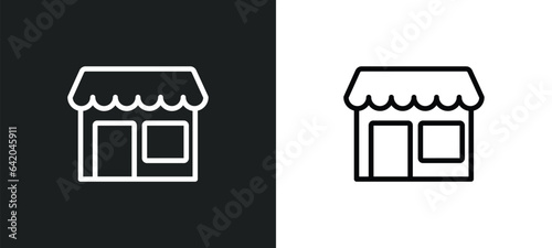 shop icon isolated in white and black colors. shop outline vector icon from marketing collection for web, mobile apps and ui.